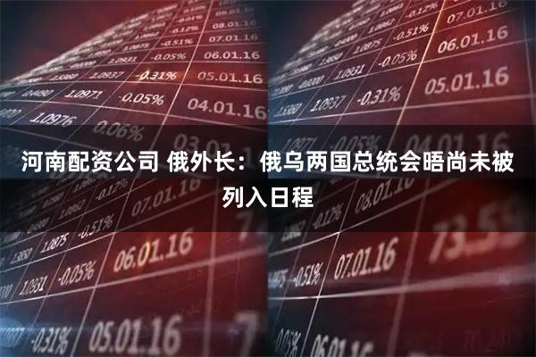 河南配资公司 俄外长：俄乌两国总统会晤尚未被列入日程