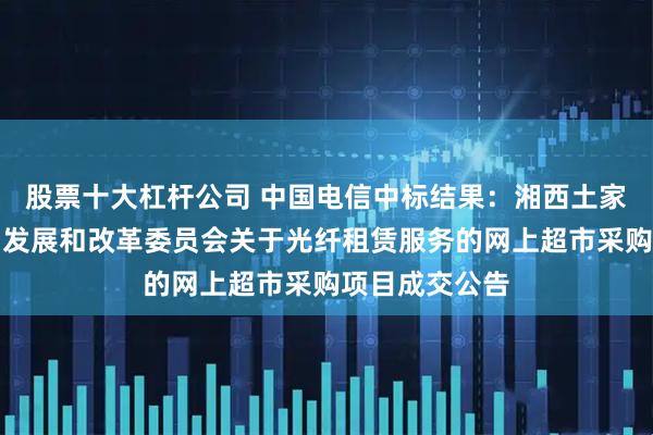 股票十大杠杆公司 中国电信中标结果：湘西土家族苗族自治州发展和改革委员会关于光纤租赁服务的网上超市采购项目成交公告